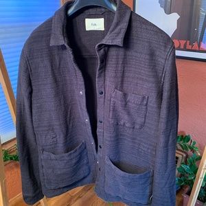 Mens Frame black textured cotton choir jacket with internal drawstring